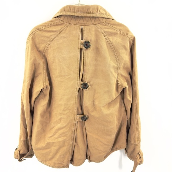 Free People Womens Big Ben Tipped Canvas Car Coat Size S Tan Jacket Peacoat Boho - Picture 5 of 12